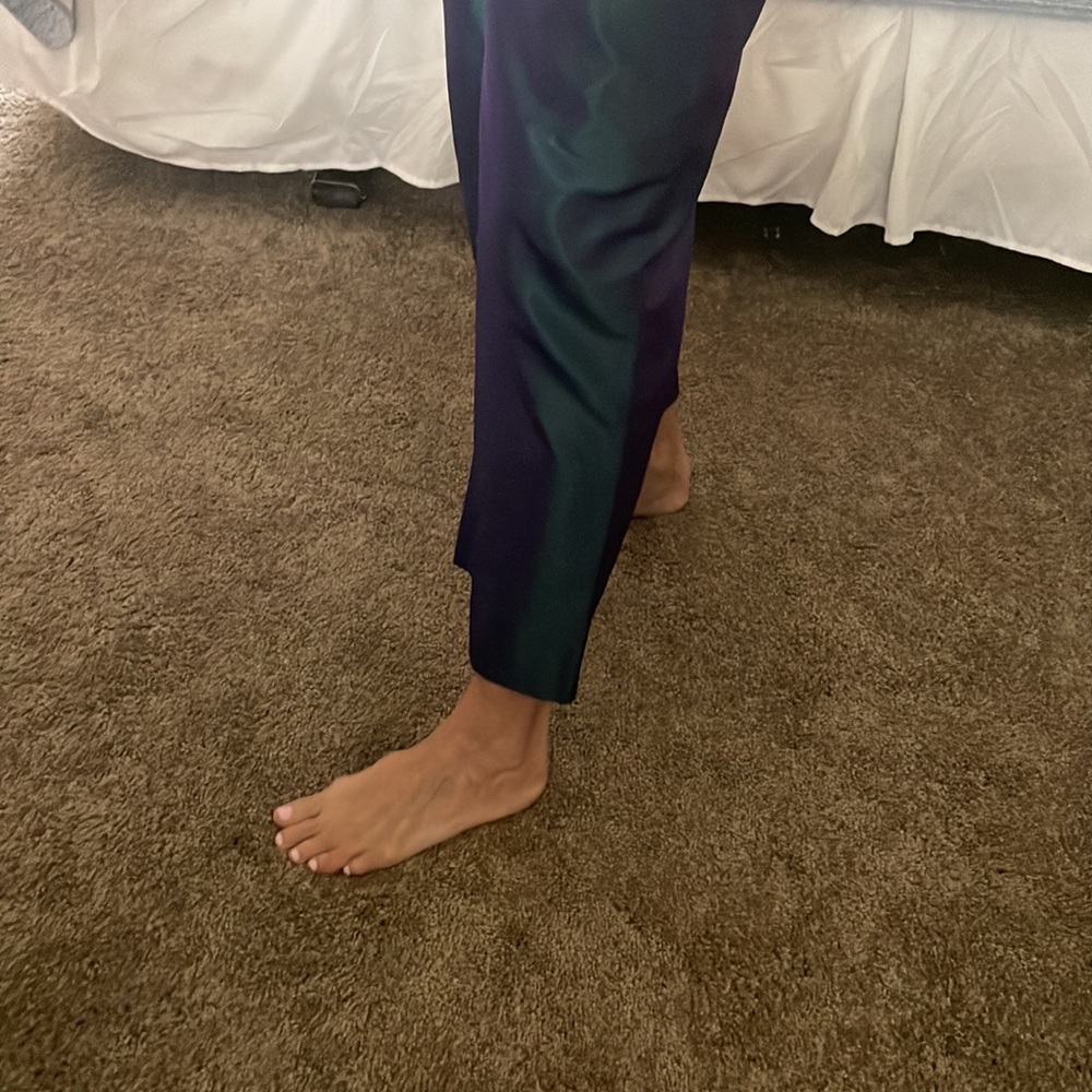 🎄Iridescent wide leg 100% silk pants. Size 4 🎁 - Picture 6 of 9